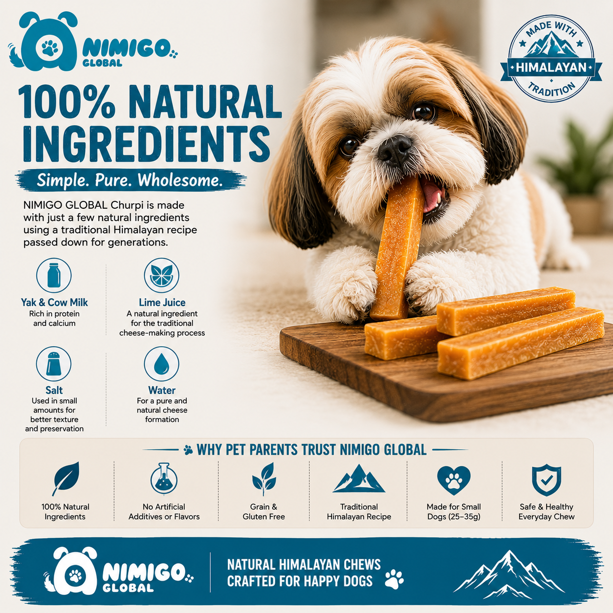 Yak cheese Dog Chews – Small | Pack of 8 | 8.5 oz | Natural Long-Lasting Dog Chew