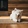 Small dog chewing churpi